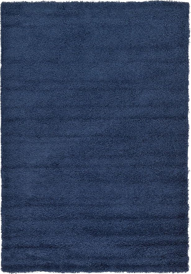 Unique Loom Solid Shag Collection Area Rug (6' 1" x 9' Rectangle, Sapphire Blue/ Navy Blue)