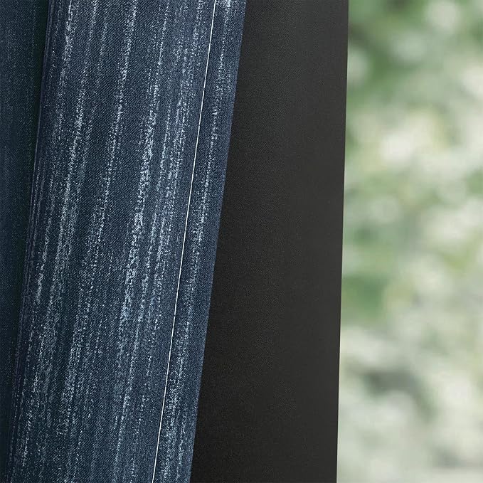 MIULEE Navy Blue and Greyish White Ombre Blackout Curtains, Full Room Darkening Thermal Insulated 63 Inches Long Drapes for Bedroom/Living Room Grommet Window Treatments Modern 52Wx63L, Set of 2