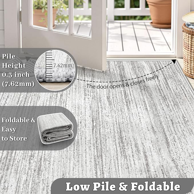 Area Rug 6x9 Living Room Rugs: Washable Modern Rug Non-Slip Soft Rugs Stain Resistant Printed Rug Indoor Carpet for Bedroom Kitchen Dining Room Nursery Home(Grey, 6'x9')