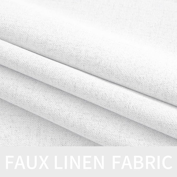 MIULEE 90 Inches Linen Textured Curtains for Bedroom 100% Blackout Thermal Insulated Bright White Grommet Room Darkening Drapes Luxury Decor for Living Room 52 x 90 Inch (2 Panels)