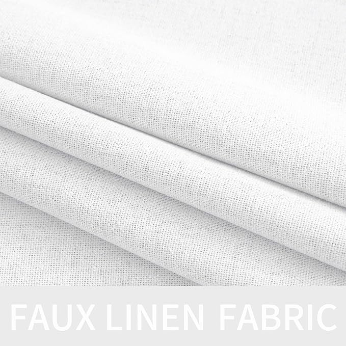 MIULEE 100% Blackout Linen Textured Curtains for Bedroom Solid Thermal Insulated Bright White Grommet Room Darkening Curtains & Drapes Luxury Decor for Living Room 52 x 96 Inch (2 Panels)
