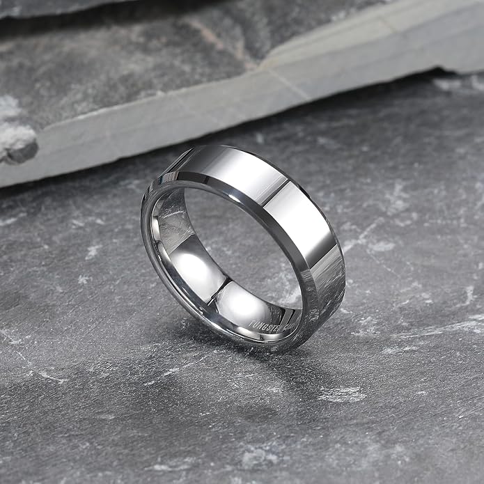 King Will BASIC Men Women 4mm/5mm/6mm/7mm/8mm Titanium Rings Polished Wedding Band Engagement Anniversary Band Comfort Fit