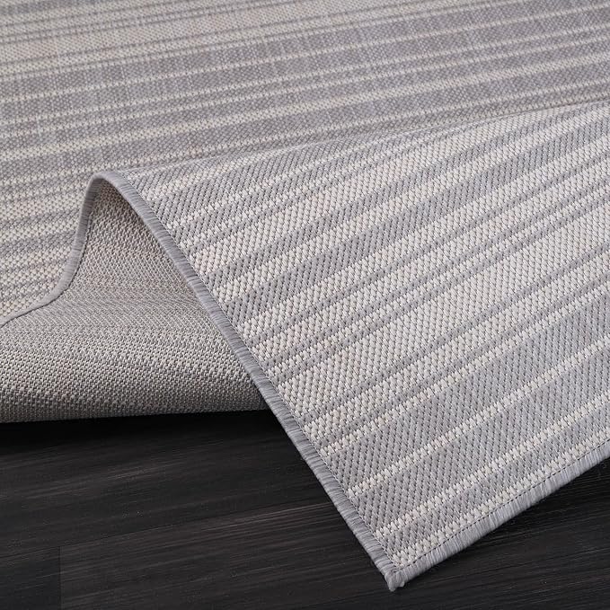 Luul Home Stripe Outdoor Rug 9x12 Washable Outside Carpet for Indoor Patio Porch Waterproof Easy Cleaning Non Shedding Area Rugs Gray 9 x 12