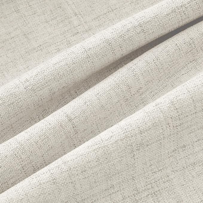 MIULEE 100% Blackout Linen Curtains 42 x 90 Inch Light Cream 2 Panels | Thermal Insulated, Room Darkening Drapes for Bedroom Living Room, Back Tab Rod Pocket Pinch Pleated, Solid Luxury Decor