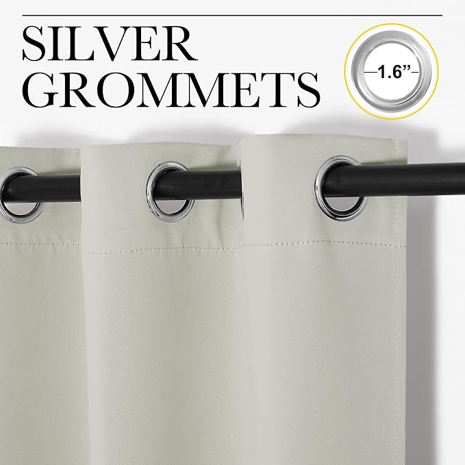 NICETOWN Thermal Insulated Grommet Room Darkening Curtains/Draperies/Panels for Bedroom (Bone White, 2 Panels, W42 x L63 inches)