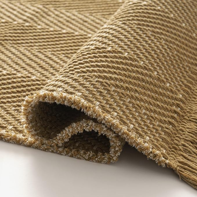 2x6 Washable Boho Runner Area Rug with Tassels for Living Room Yellow Beige | Vacuum Friendly, Machine Washable, Non-Slip Rug, Modern Farmhouse Neutral Decor Carpet, Bathroom Bedroom Kitchen Hallway
