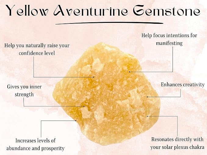 Amazing Gemstone Yellow Aventurine Crystal Necklace for Women - Premium Raw Healing Crystals for Gifts for Mom, Mothers, Teen Girls and Girlfriend