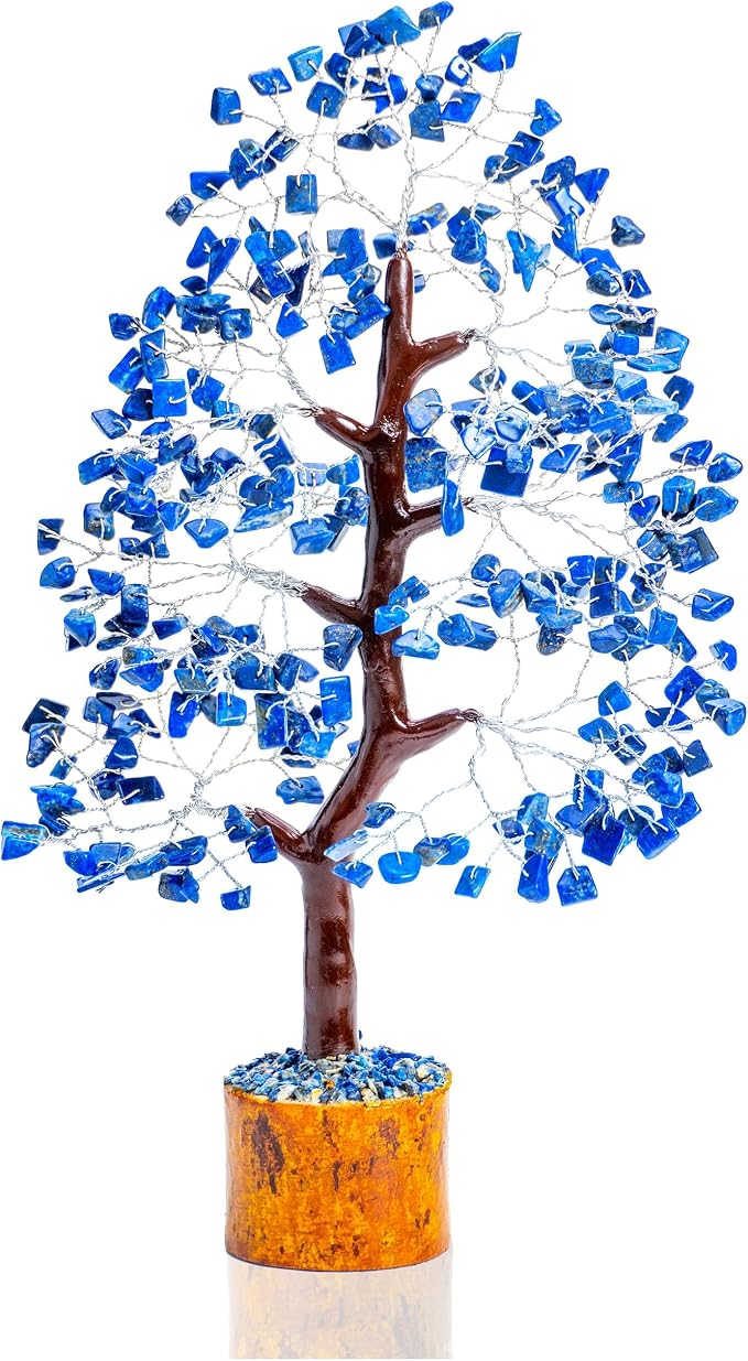 Crocon® Lapis Lazuli Crystal Tree of Life Birthday Gifts for Men, Dad, Friends Healing Crystals Spiritual Blue Shelf Crystal Decor Feng Shui Table Decor Gift for Men Housewarming Home Decor Gift