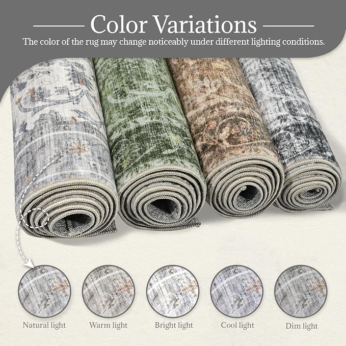 Washable Rugs for Living Room: 10x14 Area Rugs for Bedroom Ultra Soft Non-Slip Stain Resistant Vintage Boho Large Carpet for High-Traffic Dining Room - Farmhouse Decor