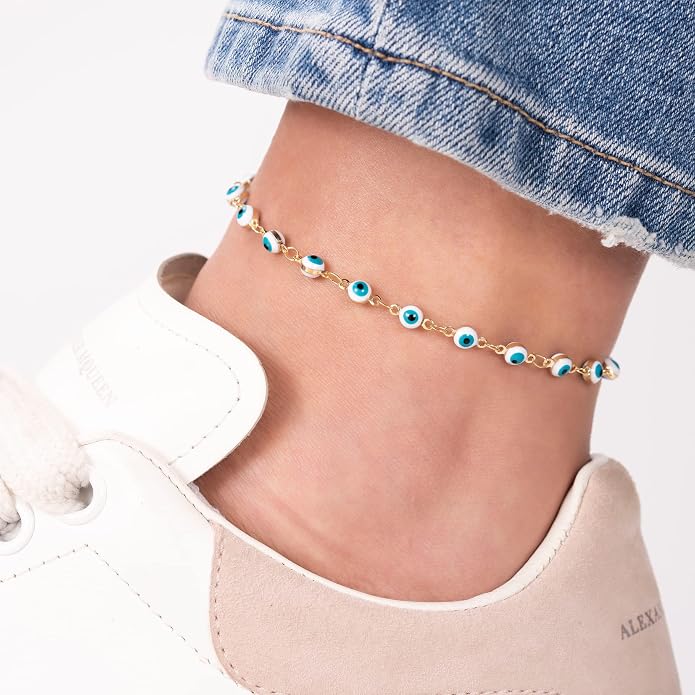 Barzel 18k Gold Plated Evil Eye Anklet Bracelet - Made In Brazil
