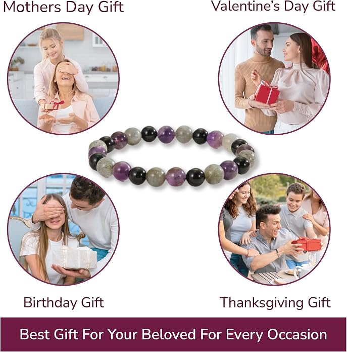 Crystal Vibe - Healing Crystal Bracelet for Women & Men | Natural Gemstone Bead Bracelet | Adjustable Handmade Energy Stone Bracelet | Bracelet for Meditation, Yoga & Daily Wear | Multiple Types