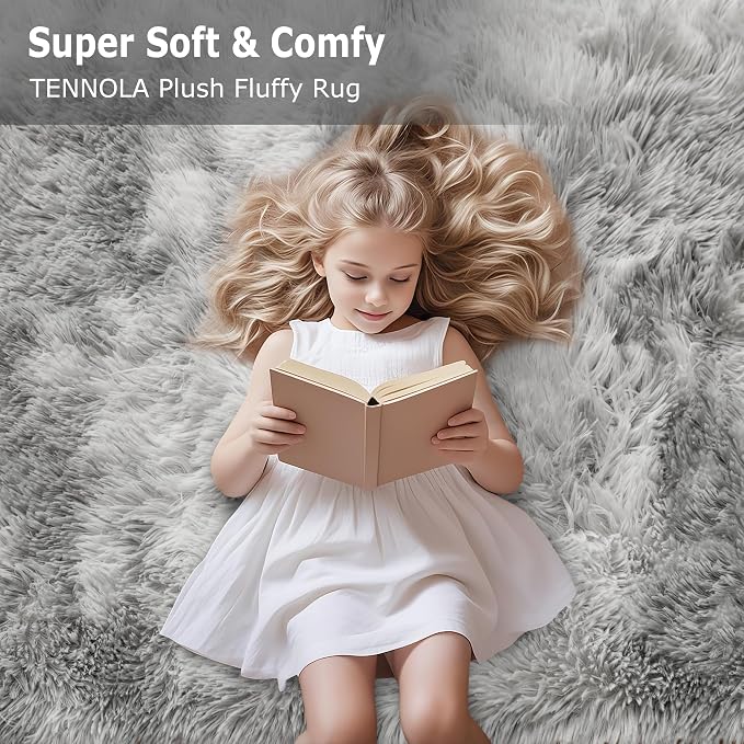 Fluffy 6x9 Grey Rugs for Bedroom Living Room Gray Area Rugs Soft Shag Shaggy Fuzzy Carpets for Boys and Girls Room Kids Dorm Home Decor