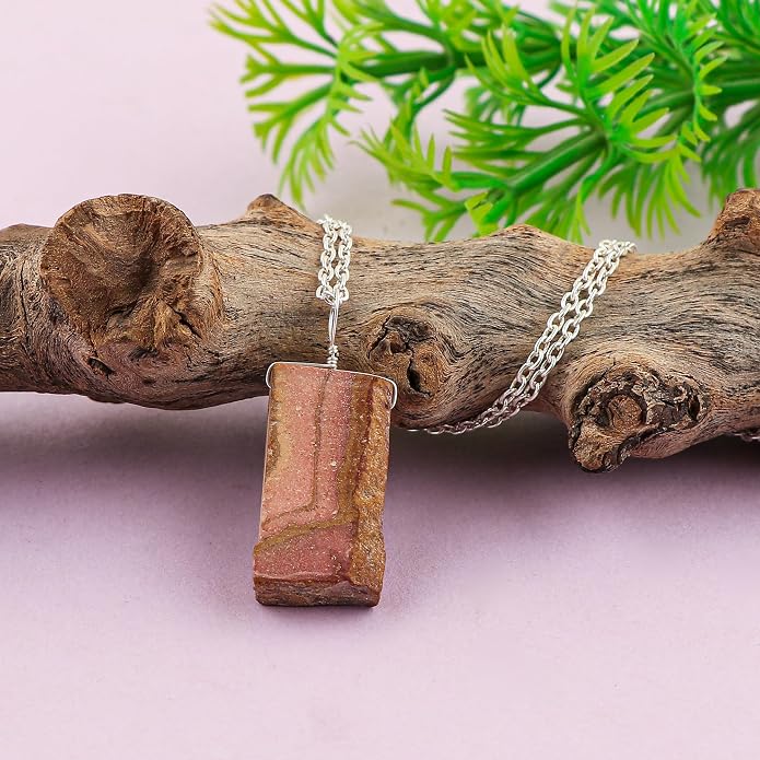 Natural Raw Gemstones Pendant Necklace, Rough Stones Dainty Jewelry, Handmade Bohemian Jewelry, Silver Plated Chain, Healing Crystals, Christmas Gift for Women