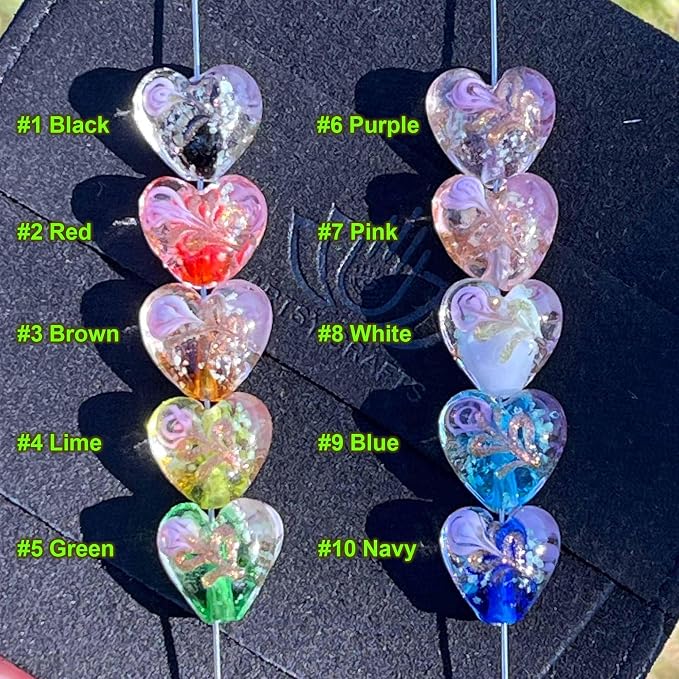 Artsy Crafts 20 Pcs Assorted Glow in The Dark Firefly Beads 12mm European Lampwork Luminous Glass Beads for Jewelry Making Charm Bracelet Necklace Earrings Crafts (Heart - Mix)