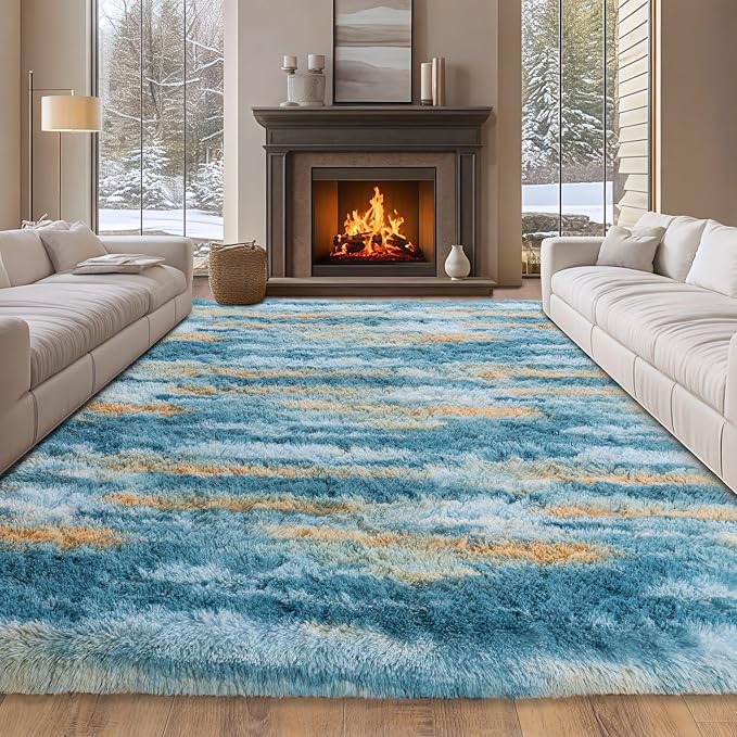 8x10 Area Rugs for Living Room Bedroom, Large Pink Shag Fluffy Rug | Shaggy Shag Carpet, Soft and Comfy, Non Slip Big Fuzzy Carpet for Bedroom Nursery Kids Girls Boys Room Dorm Home Decor