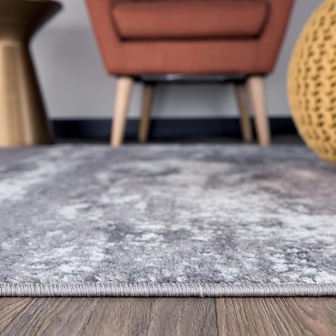 Rugshop Watercolor Distressed Modern Bohemian Runner Rug Gray 2' x 7'
