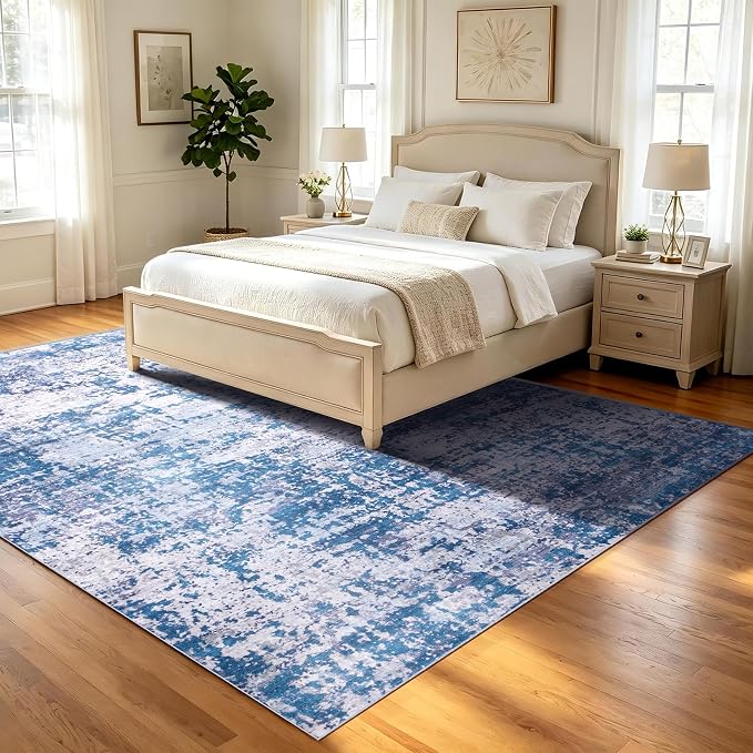 5x7 Area Rugs Living Room Rug Abstract Washable Rug Non-Slip Soft Low Pile Indoor Floor Stain Resistant Thin Carpet for Bedroom Dining Room Home Office Farmhouse Nursery - Beige & Taupe 5' x 7'