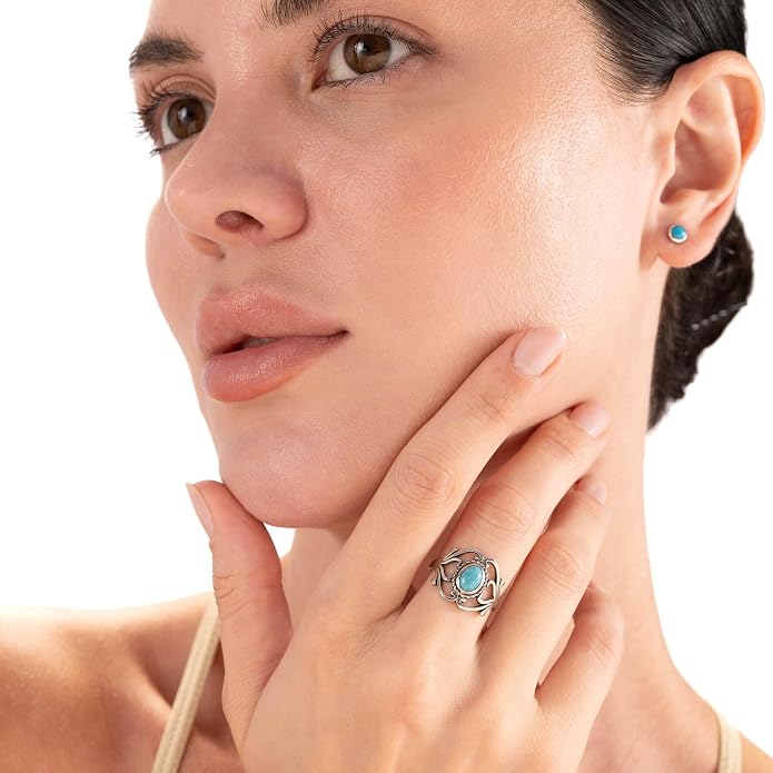 Silvershake Bezel Set Cabochon Gemstone Surrounded by Twisted Rope White Gold Plated 925 Sterling Silver Victorian Style Ring