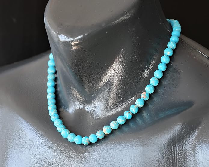 Natural Gemstone Beaded Choker Necklace | 8mm Handmade Adjustable Jewelry for Men & Women | Chakra Balancing Crystal Necklace | Spiritual Gift | Macrame Cord with Extender