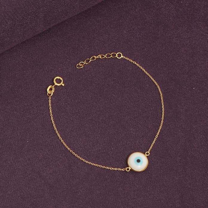 Charmsy 925 Sterling Silver Evil Eye Necklace Bracelet for Women | 14K Gold-Plated Evil-Eye Bracelets | Good Luck Necklace Jewelry