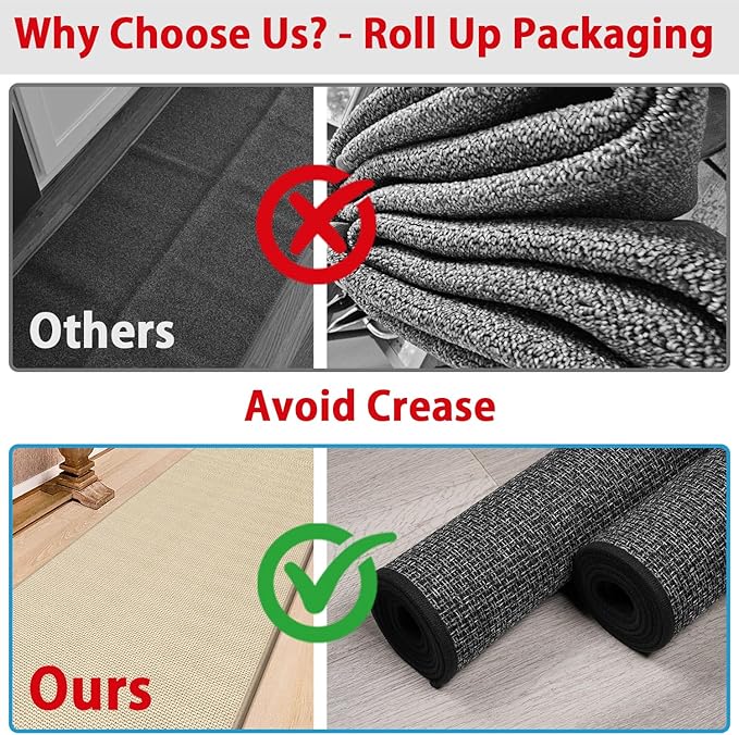 GOYLSER 10 ft Washable Runner Rug Jute Carpet Runner for Hallway, Non Slip Bath Rug Runner Mat, Beige Indoor Runner Rugs for Entryway