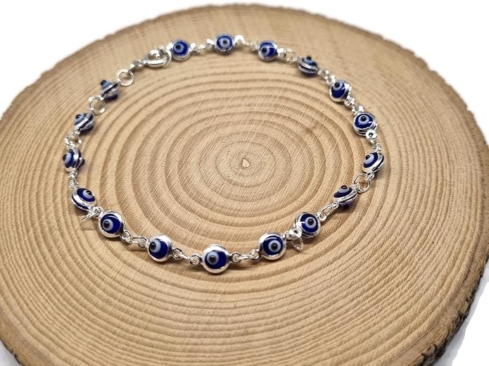 MYSTIC JEWELS By Dalia - Silver Lucky Tiny Evil Eye Bracelet - 7"