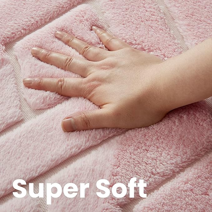 Macgace Ultra Soft Pink Area Rug for Girls Bedroom, 4x6 Modern Geometric Shag Rugs with Nonslip Backing for Living Room, Washable Fuzzy Carpet for Cozy Kids Room