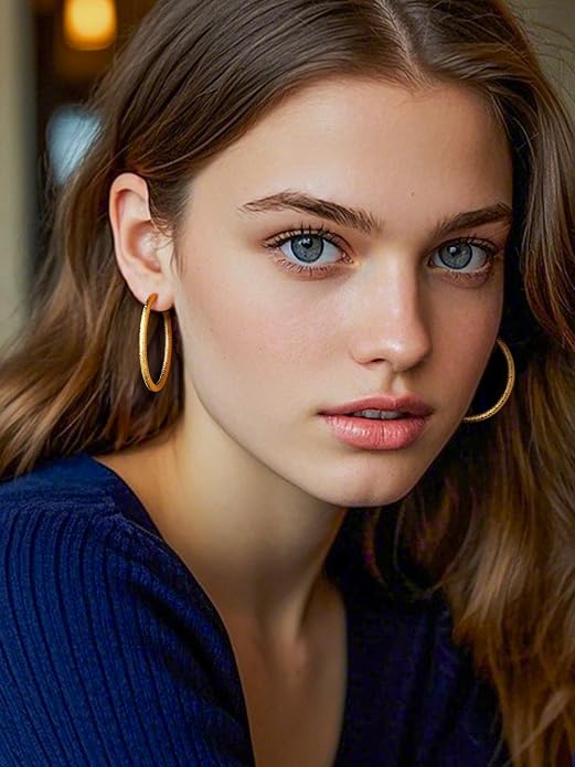 PROSTEEL 30/40/60/80/100mm Chunky Hoop Earrings For Women Gold Plated/Black Stainless Steel Hoops Earrings Statement Jewelry