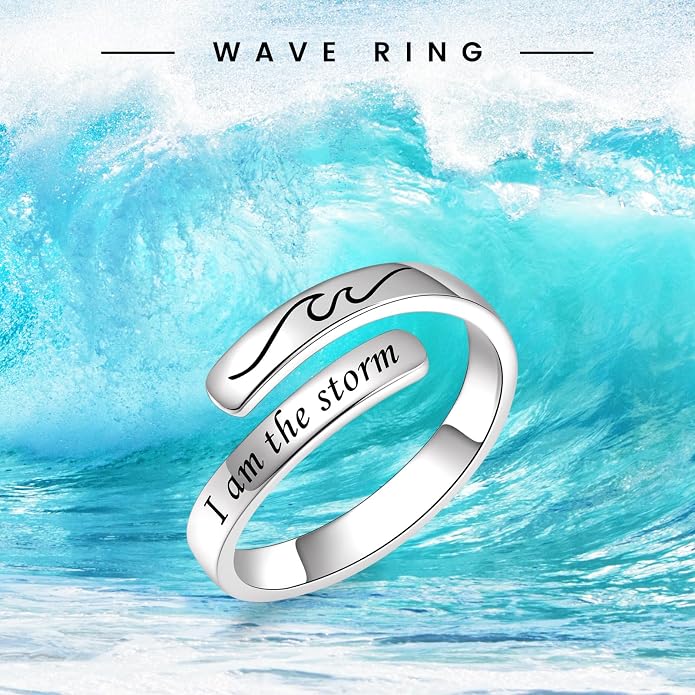 BEILIN 925 Sterling Silver Inspirational Jewelry Rings Adjustable Ring Personality Encouragement Gift for Teens Women