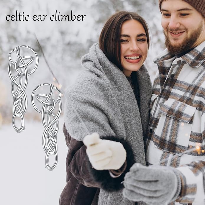 Ear Climbers Earrings for Women Sterling Silver Vintage Ear Crawler Earrings Jewelry Gifts for Women