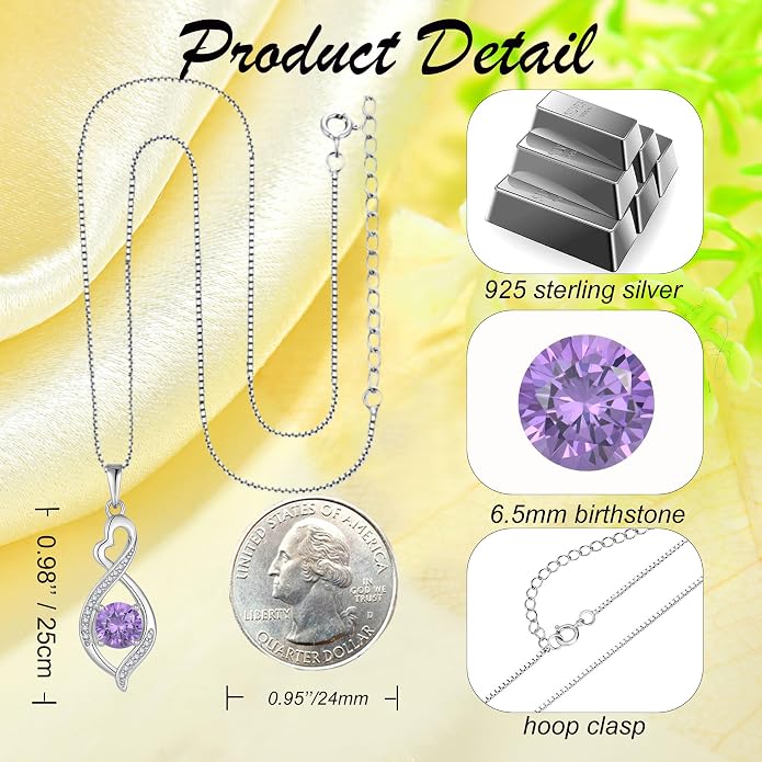 Infinity Necklace 925 Sterling Silver Necklace For Women Jewelry Valentines Day Christmas