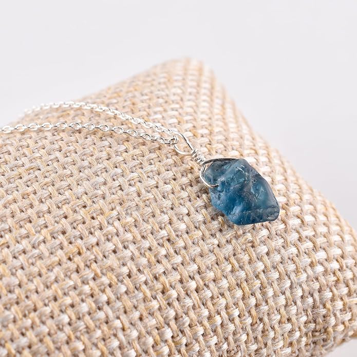 Sliver Pendant Necklace for Women Raw Tanzanite Gemstone, Handmade Jewelry Healing Crystal December Birthstone, Rhodium Plated 925 Sterling Silver Chain 18" Birthday Christmas Day Gifts