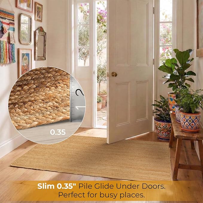 GRUHUM Jute Area Rug 6x9 Feet Rectangle Natural Fiber Boho Braided Handwoven Soft Farmhouse Rustic Vintage EcoFriendly Carpet Home Décor Rugs for Living Room Hallways Bedroom Enterways 6x9'ft