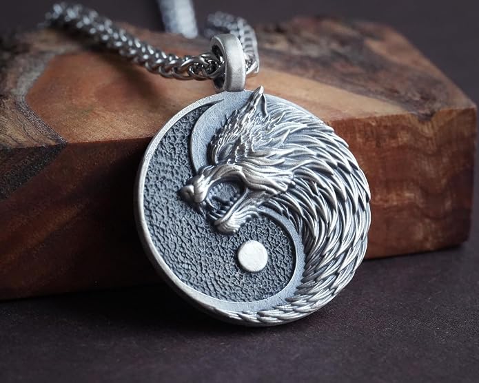 Yin Yang Necklace For Men Ancient Looking High Quality Pendant Jewelry - Yin Yang Gifts - Viking Jewelry for Men