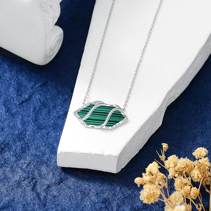 HPQQ Teardrop Necklace 925 Sterling Silver Filigree Gemstone Pendant Necklace Fine Jewelry Birthday Mother's Day Gifts for Women Her Mom