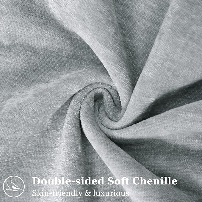decorUhome Chenille Ultimate Gray Throw Pillow Covers 20x20 Set of 2 | Fall Soft Couch Decorative Modern Velvet Pillow Cases with Elegant Design for Sofa Bed Living Room Home Decor