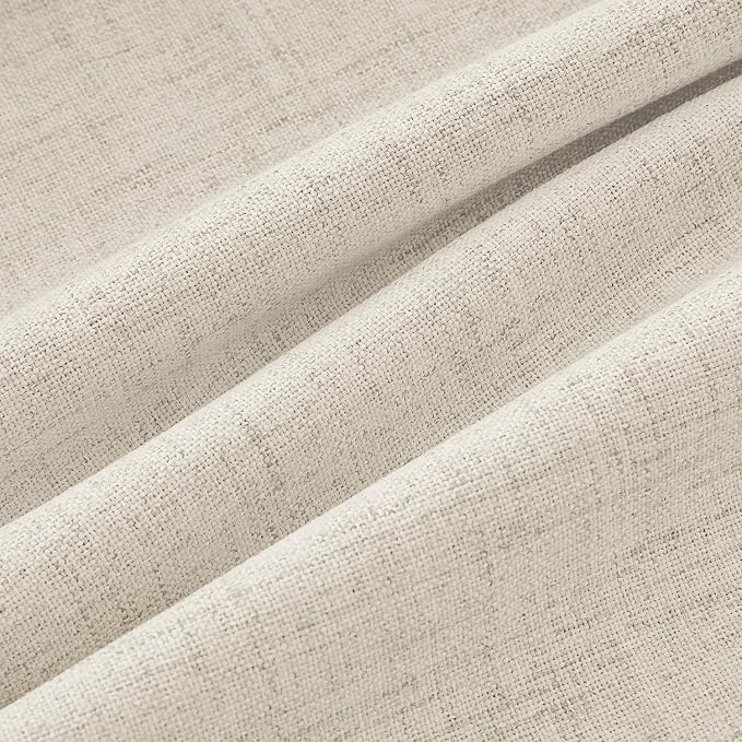 MIULEE 100% Blackout Linen Curtains 42 x 90 Inch Light Ivory 2 Panels | Thermal Insulated, Room Darkening Drapes for Bedroom Living Room, Back Tab Rod Pocket Pinch Pleated, Solid Luxury Decor