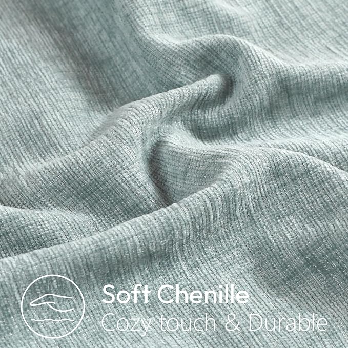 Stellhome Pack of 2 Soft Textured Throw Decorative Pillow Covers Square Accent Solid Chenille Cushion Cover Cozy Farmhouse Pillow Case for Couch Sofa Bedroom Living Room 26x26 Inch, Aqua Haze