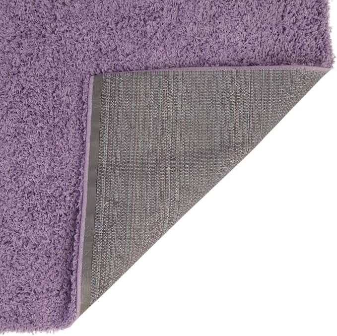 Unique Loom Solid Shag Collection Area Rug (4' 1" x 6' 1" Rectangle, Lilac) | Modern solid area rug for living room, bedroom & dining room. Stain-resistant, easy-care, kid & pet friendly