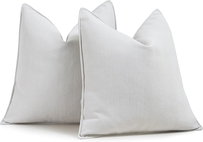 ZWJD Cream Pillow Covers 26x26 Set of 2 Chenille Throw Pillow Covers with Elegant Design Soft and Luxurious Decorative Throw Pillows for Couch, Bed, and Home Decor