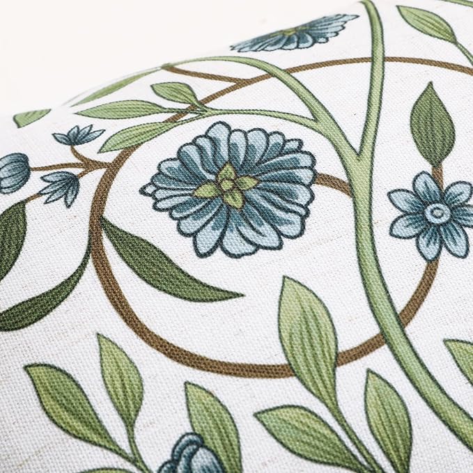 ISAENNE Designer Vintage Linen Throw Pillow Cover,28"x12"-Mosella A | French Elegant Rectangle Decor Pillow Cover,Concealed Zipper Design,Floral Pattern,Sofa,Bedroom,Living Room,Lounge Chairs
