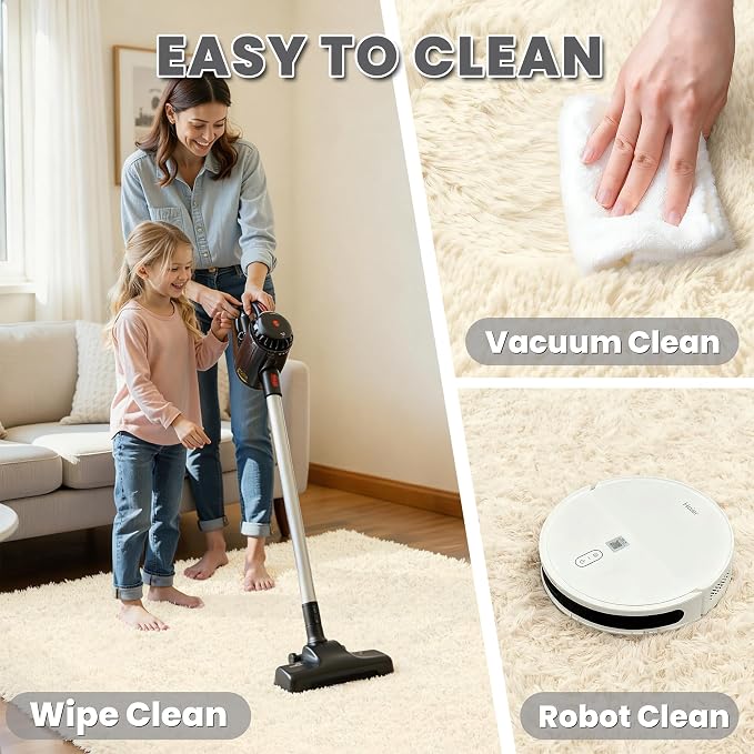 4x6 Area Rug for Living Room, Ultra Soft Fluffy Shag Rugs for Bedroom, Non-Slip Large Fuzzy Plush Rug Indoor Floor Carpet for Nursery Kids Office Dorm Modern Decor, Cream White