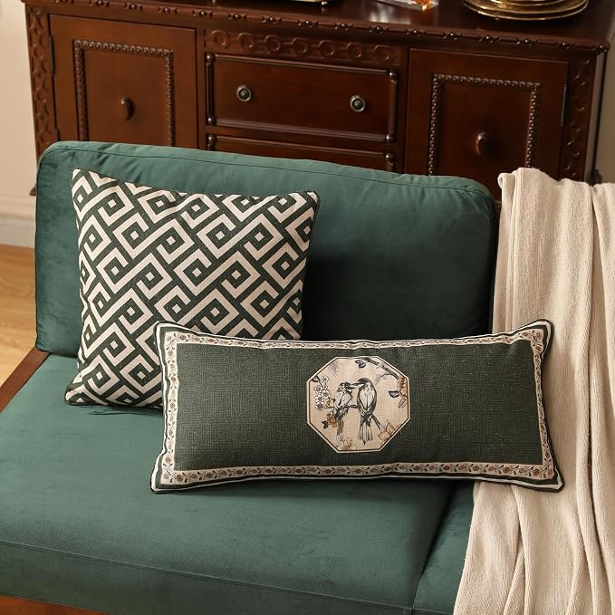ISAENNE Vintage Linen Square Throw Pillow Cover,Set of 2,18"x18"-Murad B | Designer French Pillow Cover,Concealed Zipper Design,Sofa,Bedroom,Living Room,Lounge Chairs,All Season Home Decor