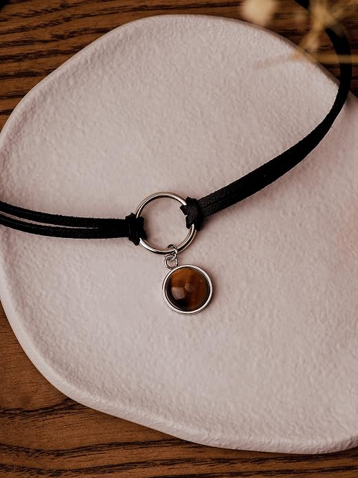 Sacina O Ring Crystal Choker, Black Choker, Boho Hippie Necklace, Gothic Necklace, Christmas Jewelry Gift for Women