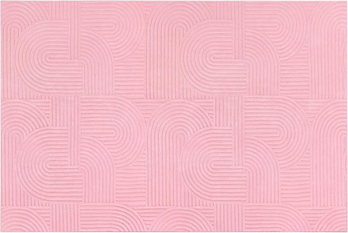 Pauwer Pink Area Rug for Girls Bedroom 6x9 Soft Fluffy Non Slip Machine Washable Rugs Arch Modern Indoor Mat Fuzzy Floor Carpet for Kids Nursery Living Room Dorm Playroom Dining Baby Home Decor