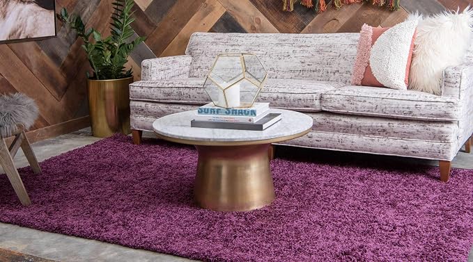 Unique Loom Solid Shag Collection Area Rug (2' x 3' 1" Rectangle, Eggplant Purple)
