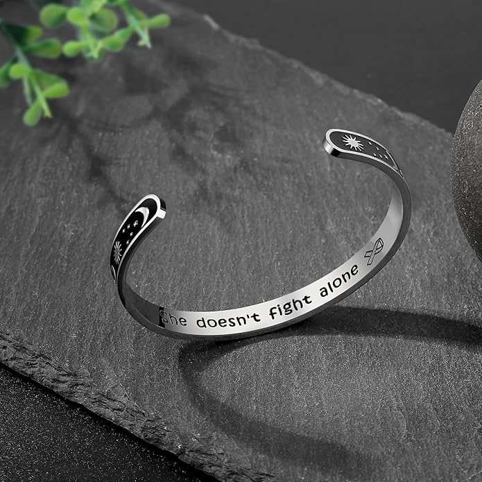 TONY & SANDY Inspirational Bracelets for Women Teen Girls Personalized Gifts for Daughter Granddaughter Mom Sister Friends Stainless Steel Engraved Cuff Birthday Easter Christmas