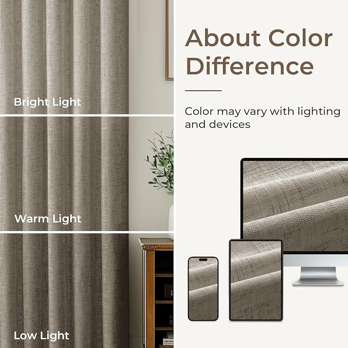 CAPALOCA Pinch Pleated Curtains Blackout, Linen Blackout Curtains 84 inches Long 2 Panels Set for Bedroom, Thermal Insulated Pinch Pleated Drapes for Living Room, 40"W x 84"L (Pack of 2), Taupe Gray