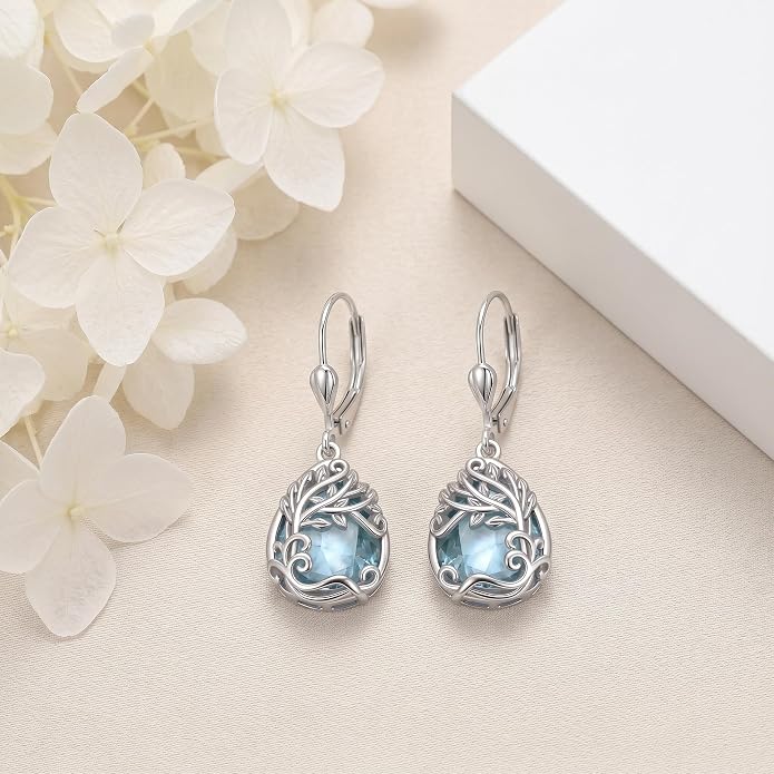 Teardrop Tree of Life/Filigree Earrings for Women Dangle Leverback Earrings Jewelry Gift Anniversary For Her