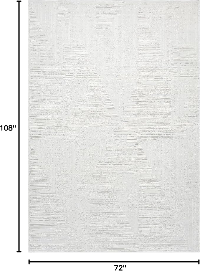 Amy Modern Abstract Area Rug for Living Room, 6x9 Contemporary Textured Geometric Cream Neutral Rug, Stain Resistant Non-Shedding Carpet for Bedroom, Dining Room or Kitchen (6' x 9', Cream)